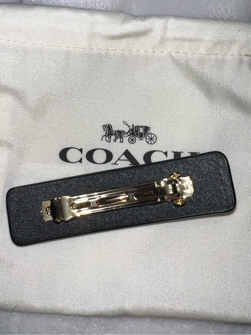Coach Signature Leather Barrette - Picture 2 of 2
